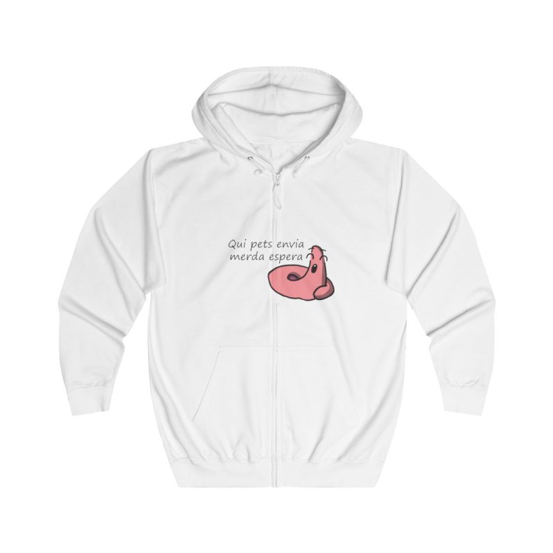 Sudadera con capucha y cremallera - Blanco artico - Camiseta «Qui pets envia» Sudadera con capucha y cremallera - Blanco artico - Camiseta «Qui pets envia»