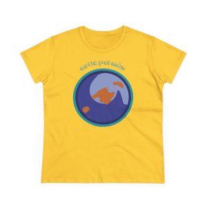 Camiseta mujer algodon medio - Amarillo margarita - Camiseta «Estic pel món redó»