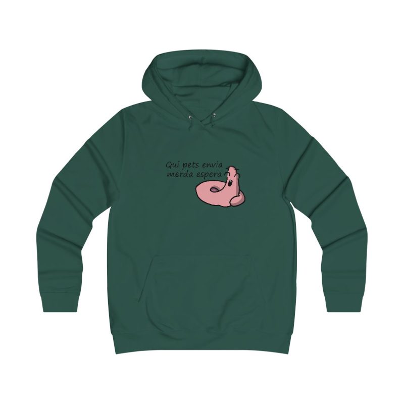 Sudadera universitaria mujer - Verde botella - Camiseta «Qui pets envia»