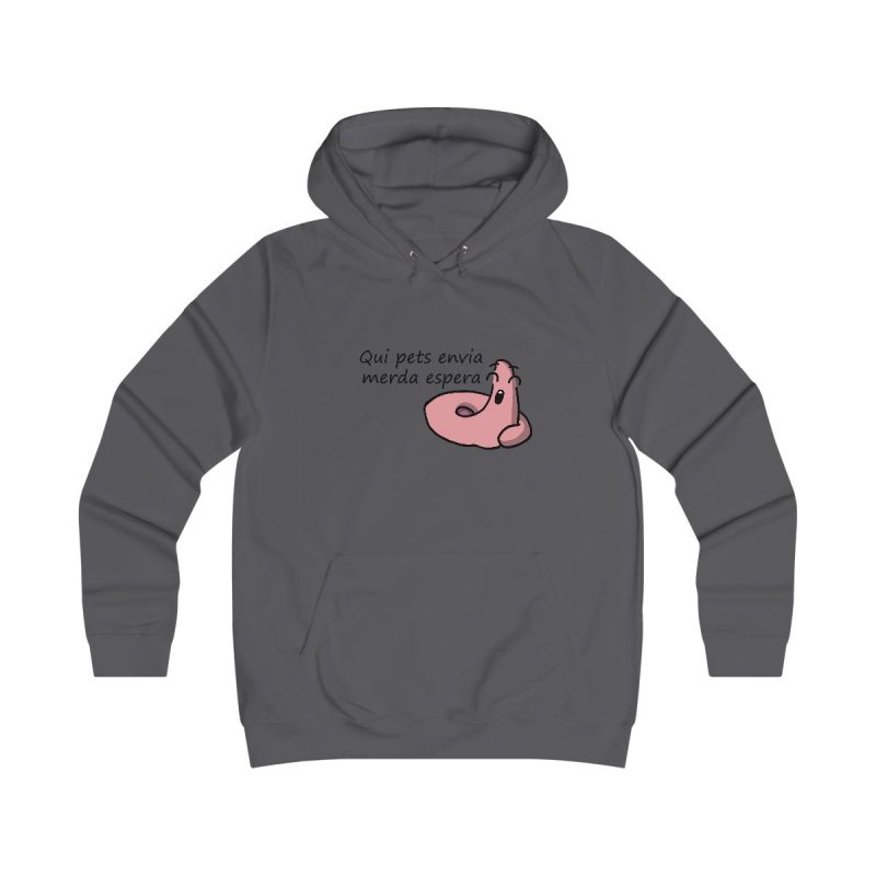 Sudadera universitaria mujer - Gris marengo - Camiseta «Qui pets envia»