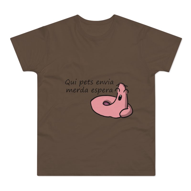 Camiseta hombre punto liso - Marron chocolate - Camiseta «Qui pets envia»