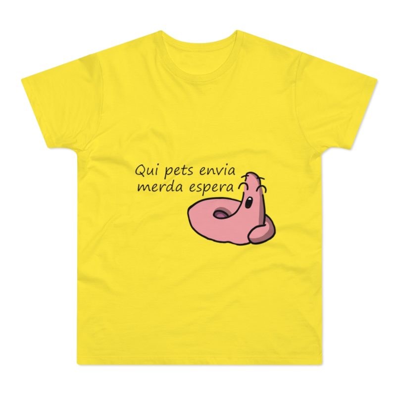 Camiseta hombre punto liso - Amarillo solar - Camiseta «Qui pets envia»
