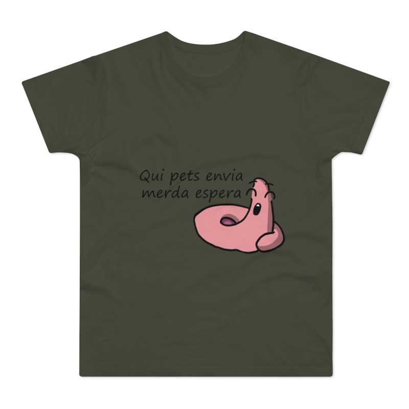 Camiseta hombre punto liso - Caqui urbano - Camiseta «Qui pets envia»