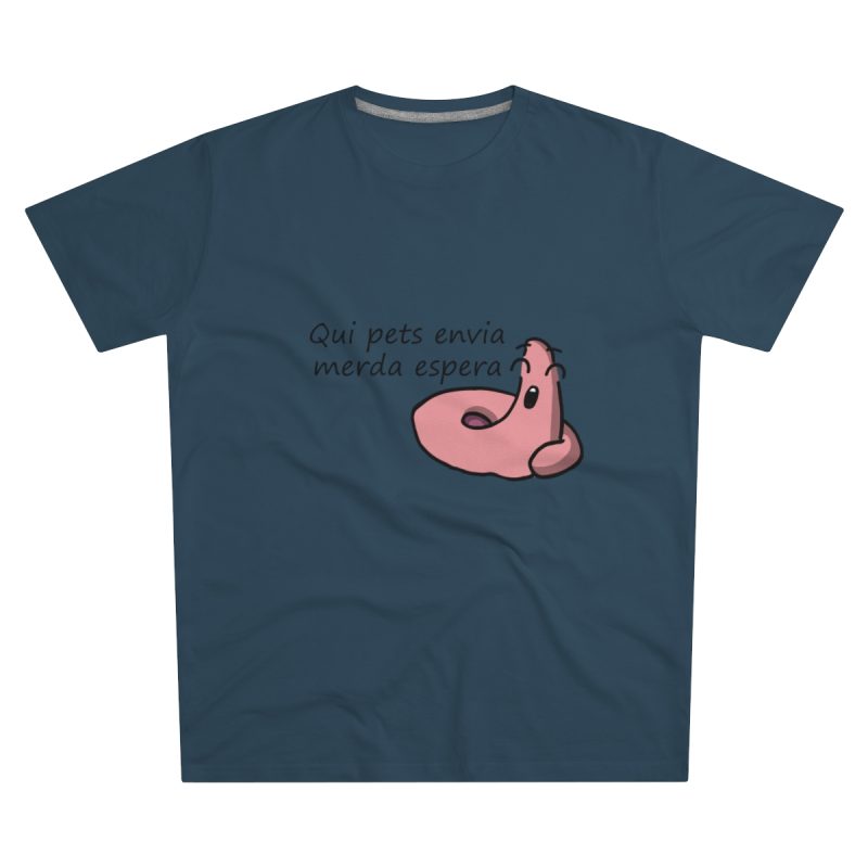 Camiseta hombre corte moderno - Azul vaquero - Camiseta «Qui pets envia»