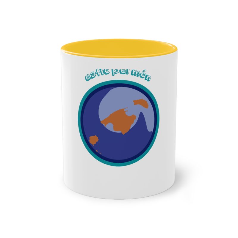 Taza bicolor - Amarillo dorado - Camiseta «Estic pel món redó»