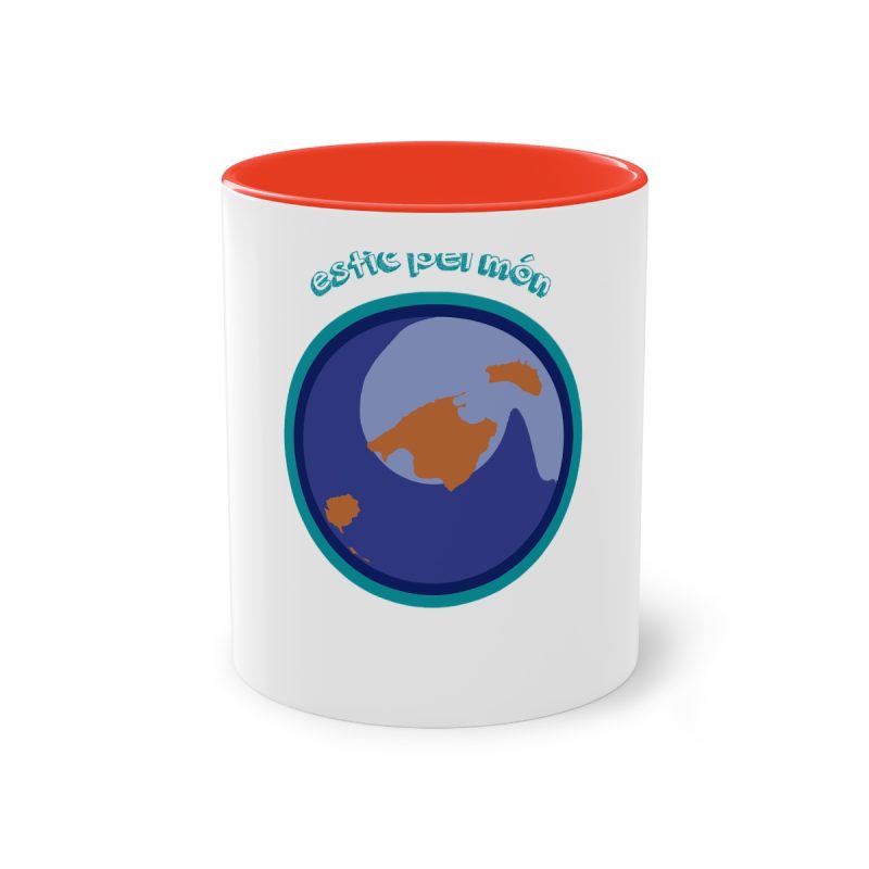 Taza bicolor - Rojo - Camiseta «Estic pel món redó»