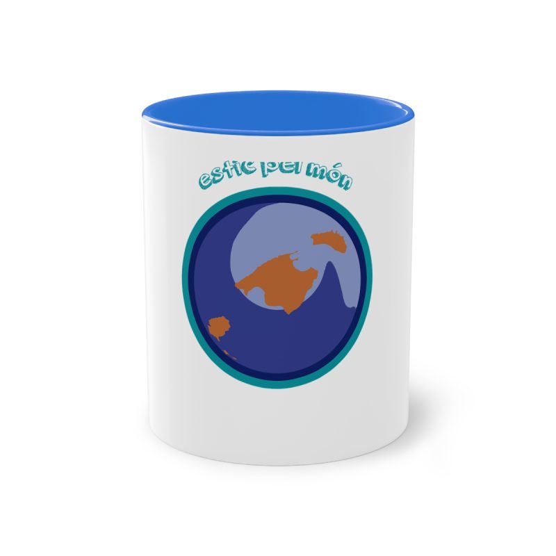 Taza bicolor - Azul Cambridge - Camiseta «Estic pel món redó»