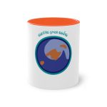 Taza bicolor - Naranja - Camiseta «Estic pel món redó»