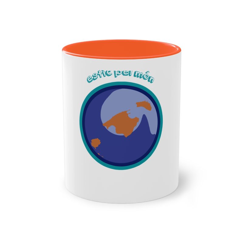Taza bicolor - Naranja - Camiseta «Estic pel món redó»