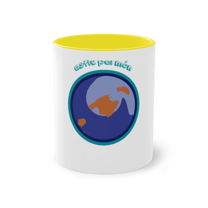 Taza bicolor - Amarillo - Camiseta «Estic pel món redó»