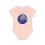 Body bebe manga corta organico - Rosa empolvado - Camiseta «Estic pel món redó» Body bebe manga corta organico - Rosa empolvado - Camiseta «Estic pel món redó»