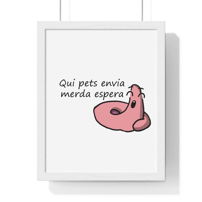 Poster enmarcado vertical - Blanco - Camiseta «Qui pets envia»