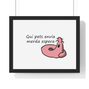 Poster enmarcado horizontal - Negro - Camiseta «Qui pets envia»