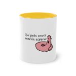 Taza bicolor - Amarillo dorado - Camiseta «Qui pets envia» Taza bicolor - Amarillo dorado - Camiseta «Qui pets envia»