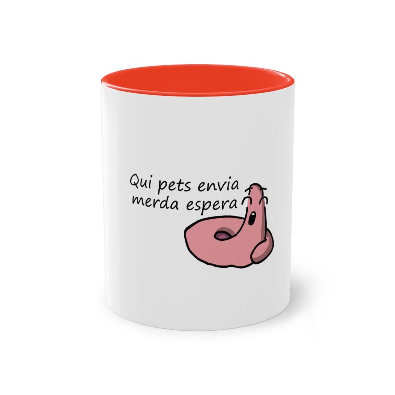 Taza bicolor - Rojo - Camiseta «Qui pets envia»