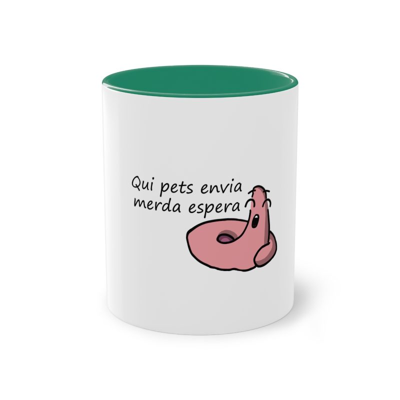 Taza bicolor - Verde oscuro - Camiseta «Qui pets envia»