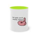 Taza bicolor - Verde claro - Camiseta «Qui pets envia» Taza bicolor - Verde claro - Camiseta «Qui pets envia»