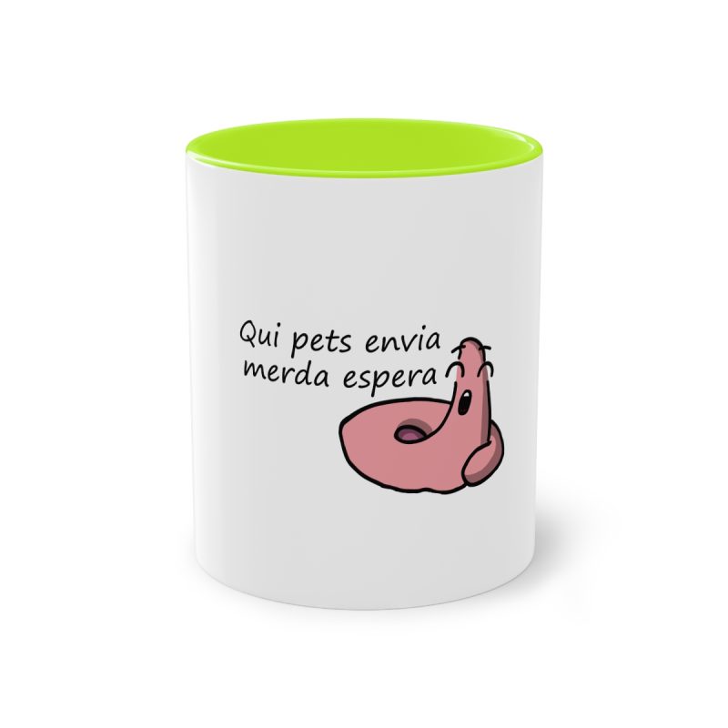 Taza bicolor - Verde claro - Camiseta «Qui pets envia»