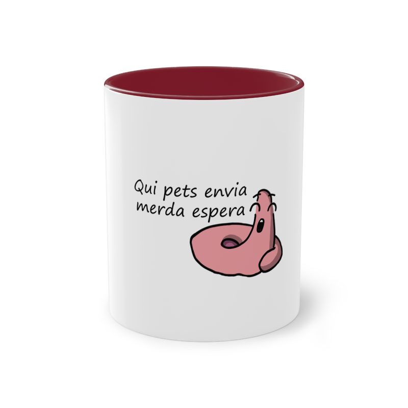 Taza bicolor - Granate - Camiseta «Qui pets envia»