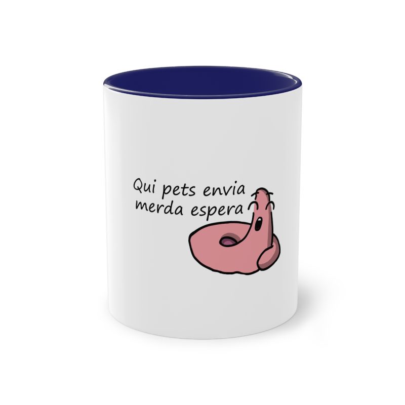 Taza bicolor - Azul oscuro - Camiseta «Qui pets envia»