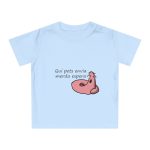 Camiseta de bebe - Azul empolvado - Camiseta «Qui pets envia» Camiseta de bebe - Azul empolvado - Camiseta «Qui pets envia»