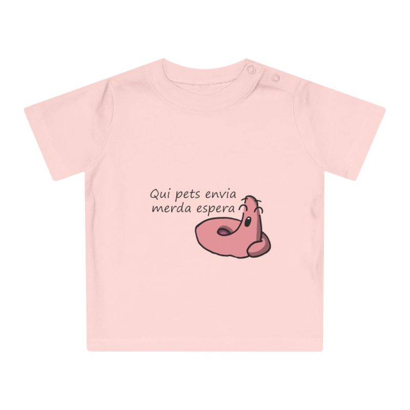 Camiseta de bebe - Rosa empolvado - Camiseta «Qui pets envia»