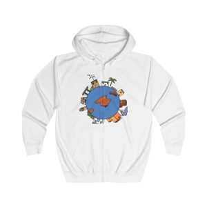 Sudadera con capucha y cremallera - Blanco artico - Camiseta «Cada casa és un món»