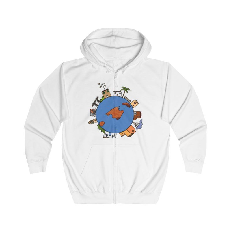 Sudadera con capucha y cremallera - Blanco artico - Camiseta «Cada casa és un món» Sudadera con capucha y cremallera - Blanco artico - Camiseta «Cada casa és un món»
