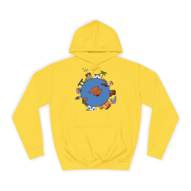 Sudadera universitaria - Amarillo sol - Camiseta «Cada casa és un món»