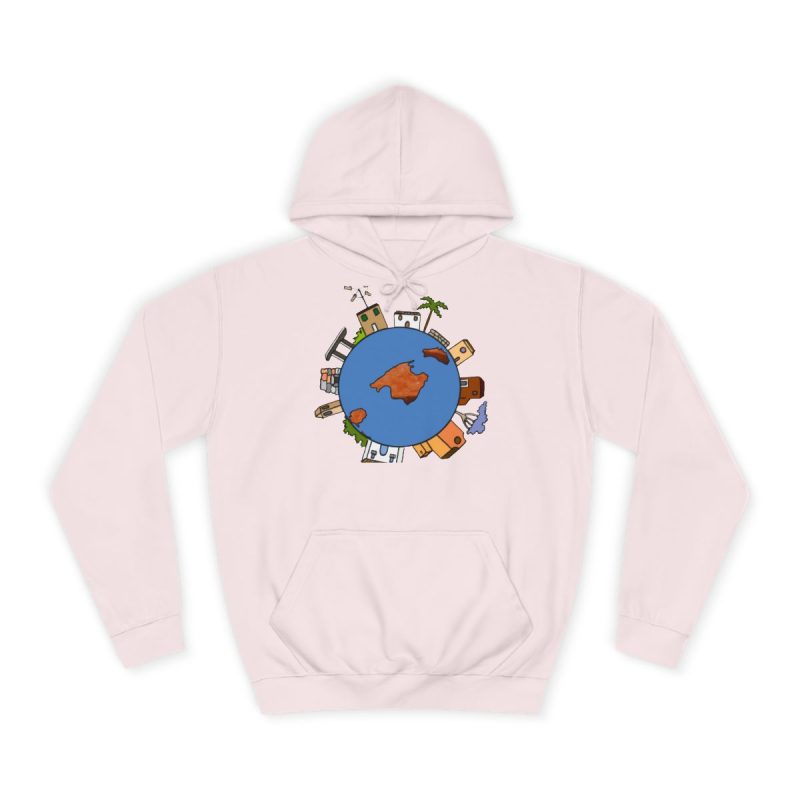 Sudadera universitaria - Rosa bebe - Camiseta «Cada casa és un món»