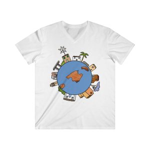 Camiseta hombre entallada cuello de pico - Blanco - Camiseta «Cada casa és un món»