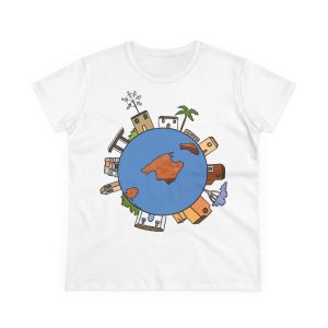 Camiseta mujer algodon medio - Blanco - Camiseta «Cada casa és un món»