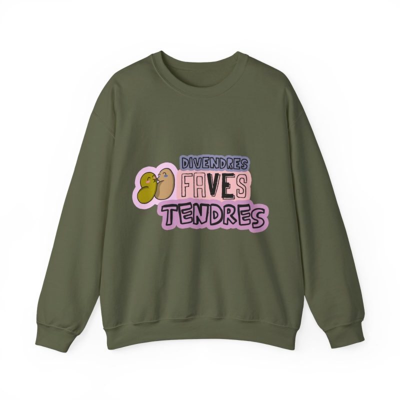 Sudadera cuello redondo - Verde militar - Camiseta «Divendres, faves tendres»