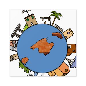 Pegatinas laminadas cuadradas - Camiseta «Cada casa és un món»