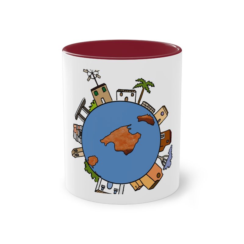 Taza bicolor - Granate - Camiseta «Cada casa és un món»
