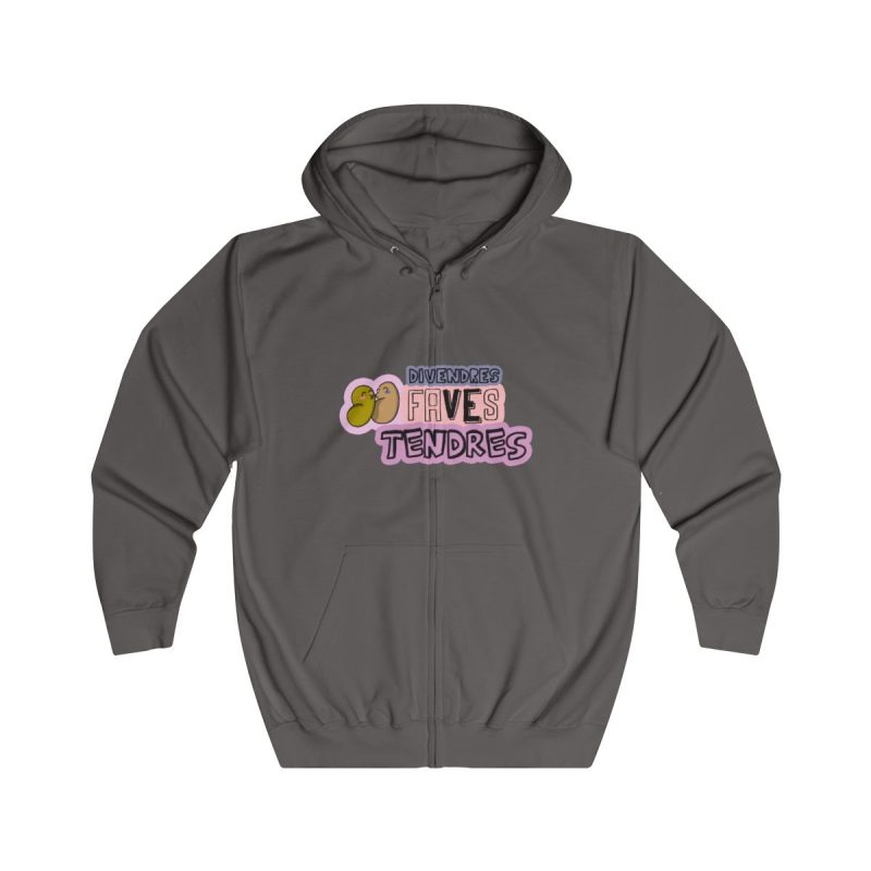 Sudadera con capucha y cremallera - Gris acero - Camiseta «Divendres, faves tendres»