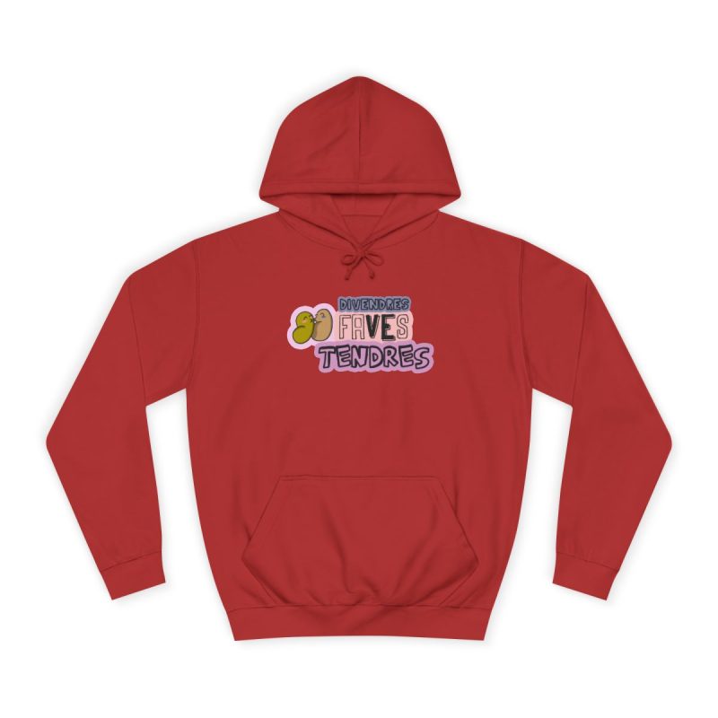 Sudadera universitaria - Rojo fuego - Camiseta «Divendres, faves tendres»