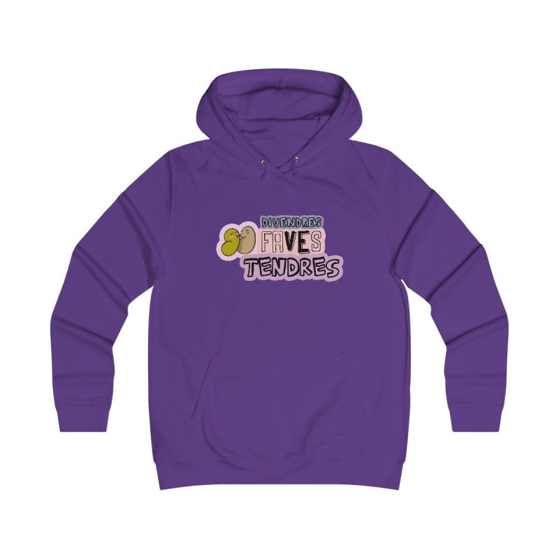 Sudadera universitaria mujer - Morado - Camiseta «Divendres, faves tendres»