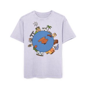 Camiseta oversize lavado acido - Lila suave - Camiseta «Cada casa és un món»