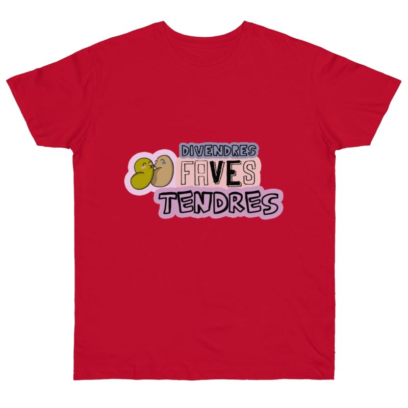 Camiseta punto liso - Rojo profundo - Camiseta «Divendres, faves tendres»