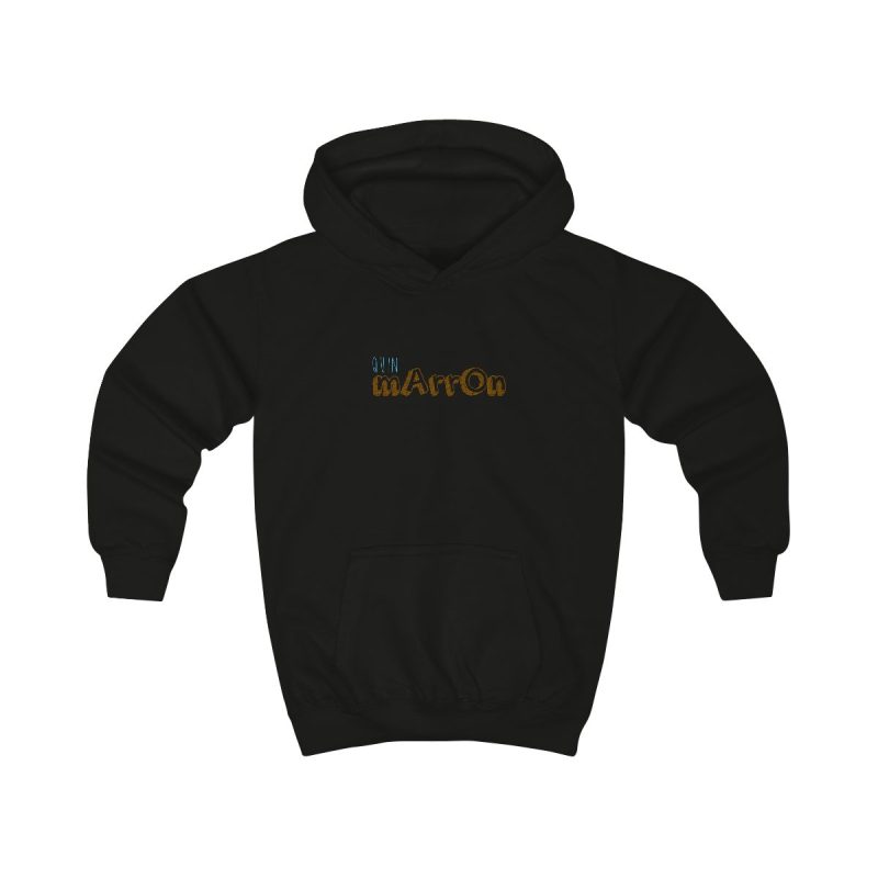 Sudadera con capucha infantil - Negro azabache - Camiseta «Quin marrón»