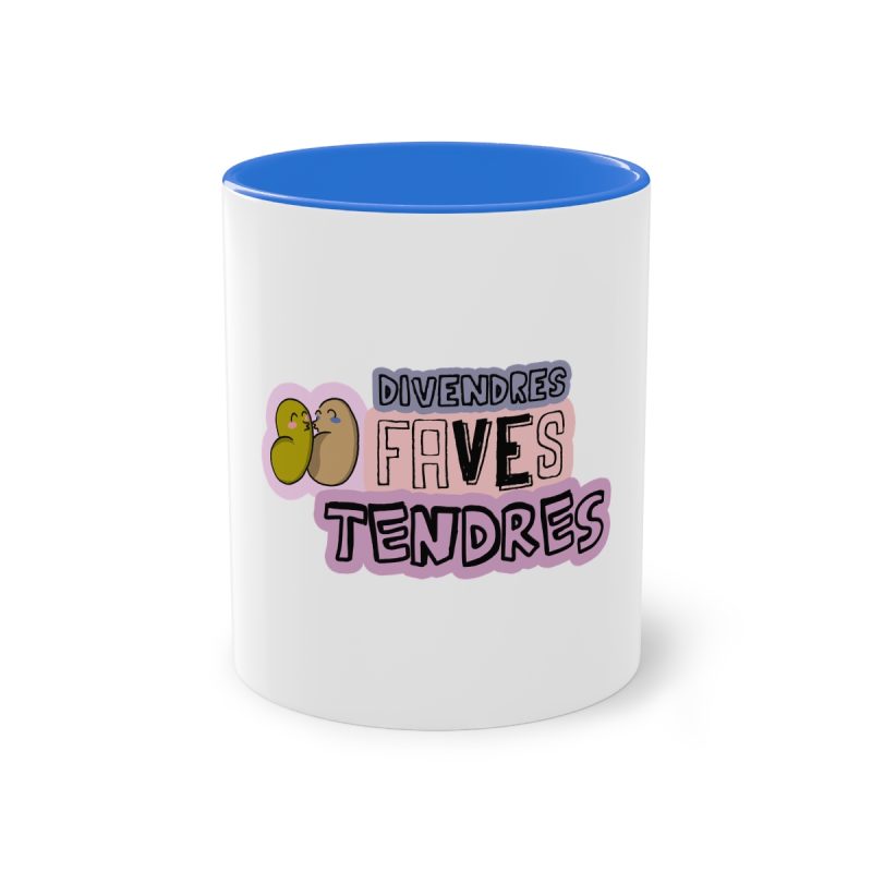 Taza bicolor - Azul Cambridge - Camiseta «Divendres, faves tendres»