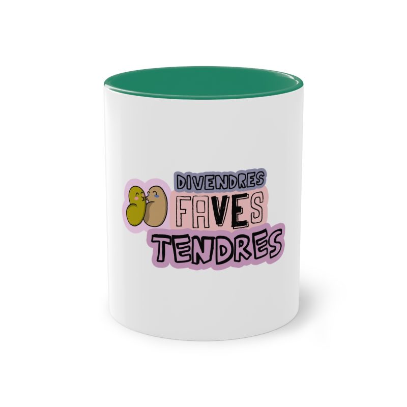 Taza bicolor - Verde oscuro - Camiseta «Divendres, faves tendres»