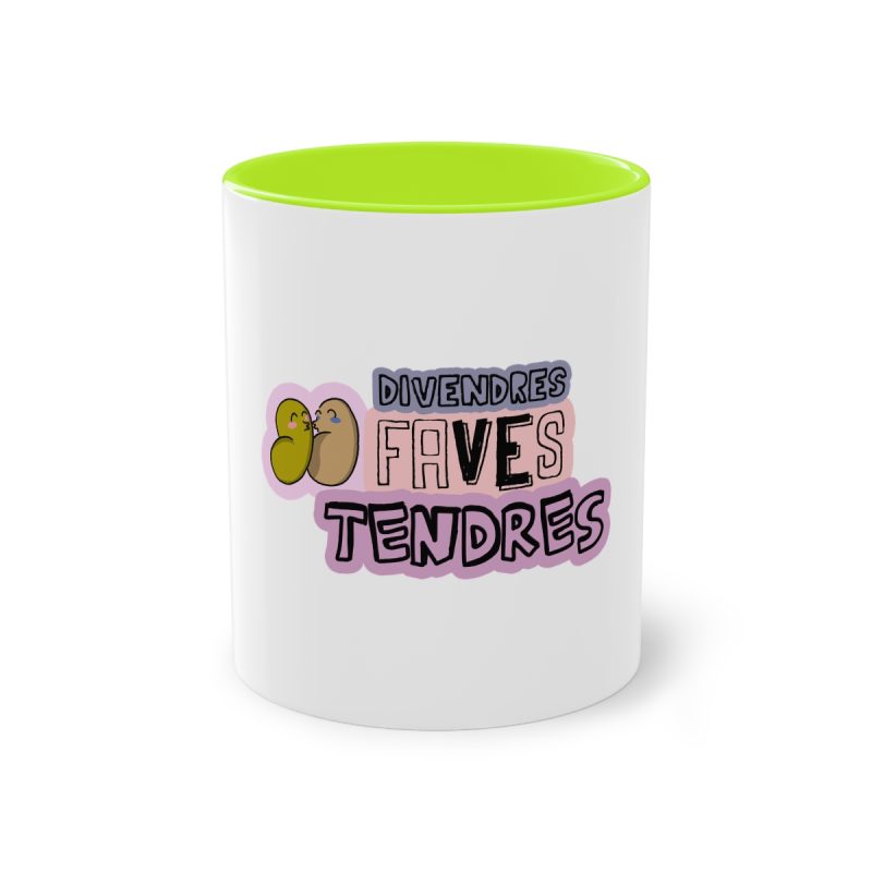 Taza bicolor - Verde claro - Camiseta «Divendres, faves tendres»
