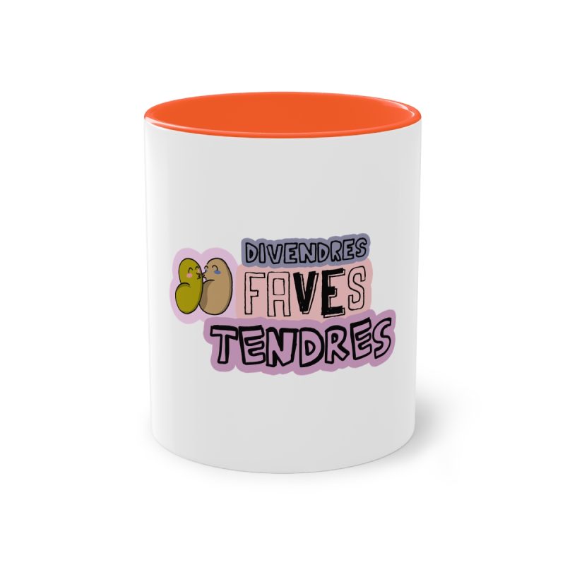 Taza bicolor - Naranja - Camiseta «Divendres, faves tendres»