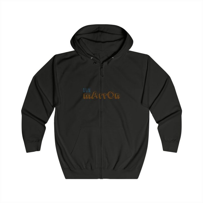 Sudadera con capucha y cremallera - Negro azabache - Camiseta «Quin marrón»