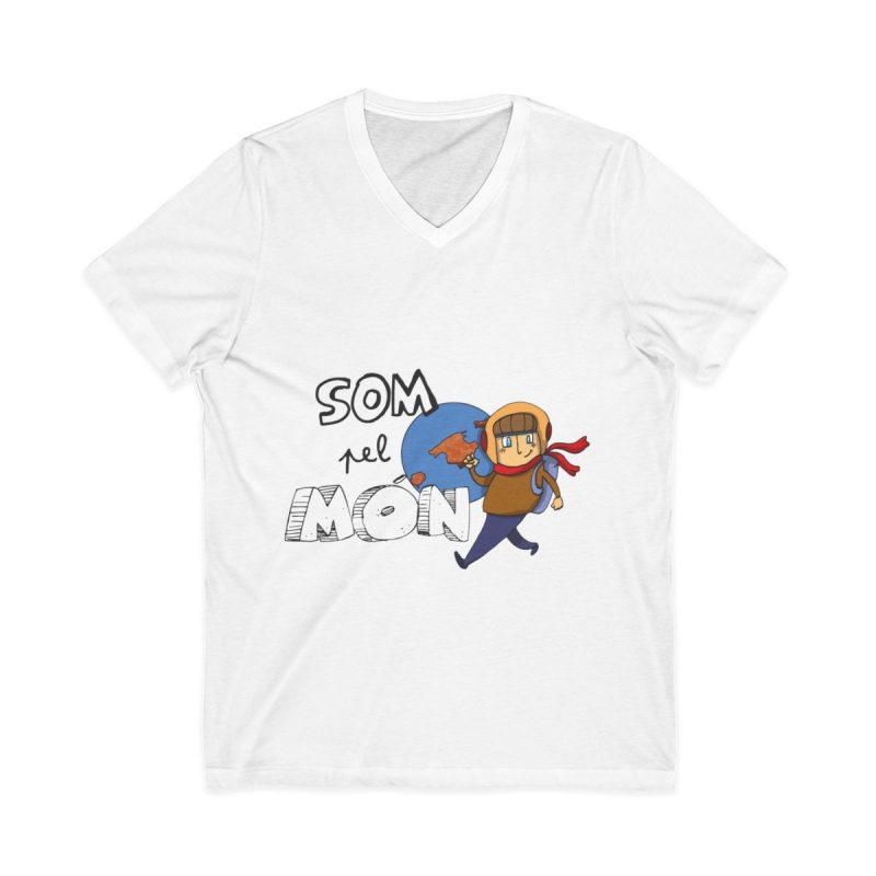 Camiseta cuello de pico - Blanco - Camiseta «Som pel món» Camiseta cuello de pico - Blanco - Camiseta «Som pel món»