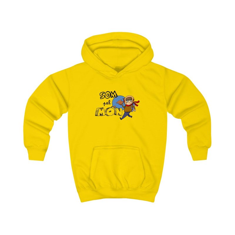 Sudadera con capucha infantil - Amarillo sol - Camiseta «Som pel món»