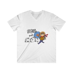 Camiseta hombre entallada cuello de pico - Blanco - Camiseta «Som pel món»