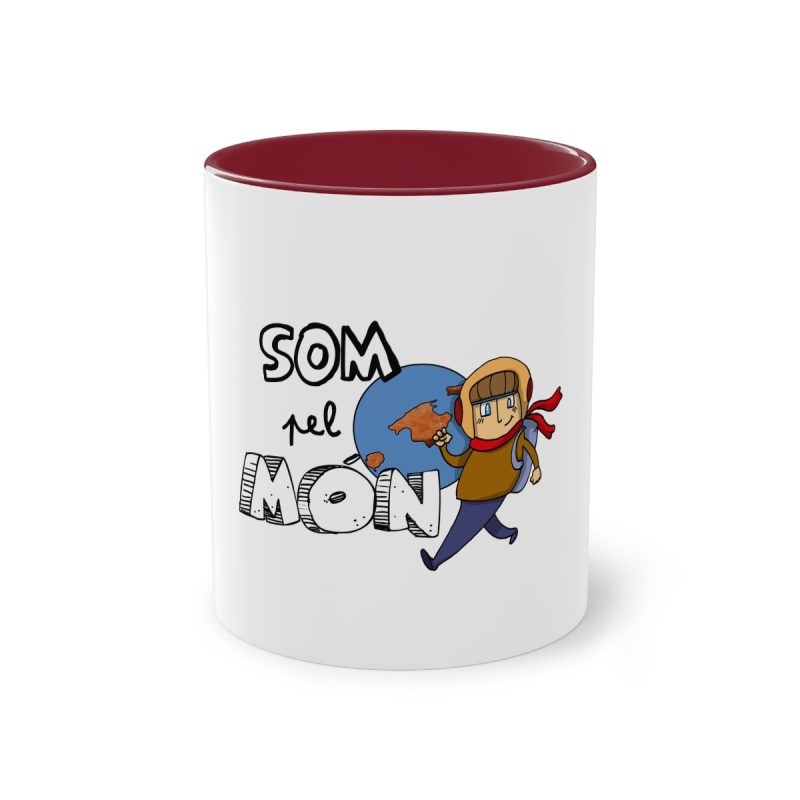 Taza bicolor - Granate - Camiseta «Som pel món»